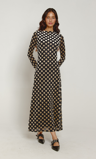 Black Polka Dot Burnout Maxi Dress