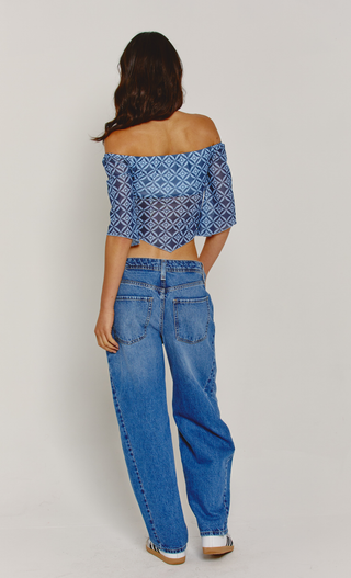 BLUE PRINT BARDOT MESH TOP