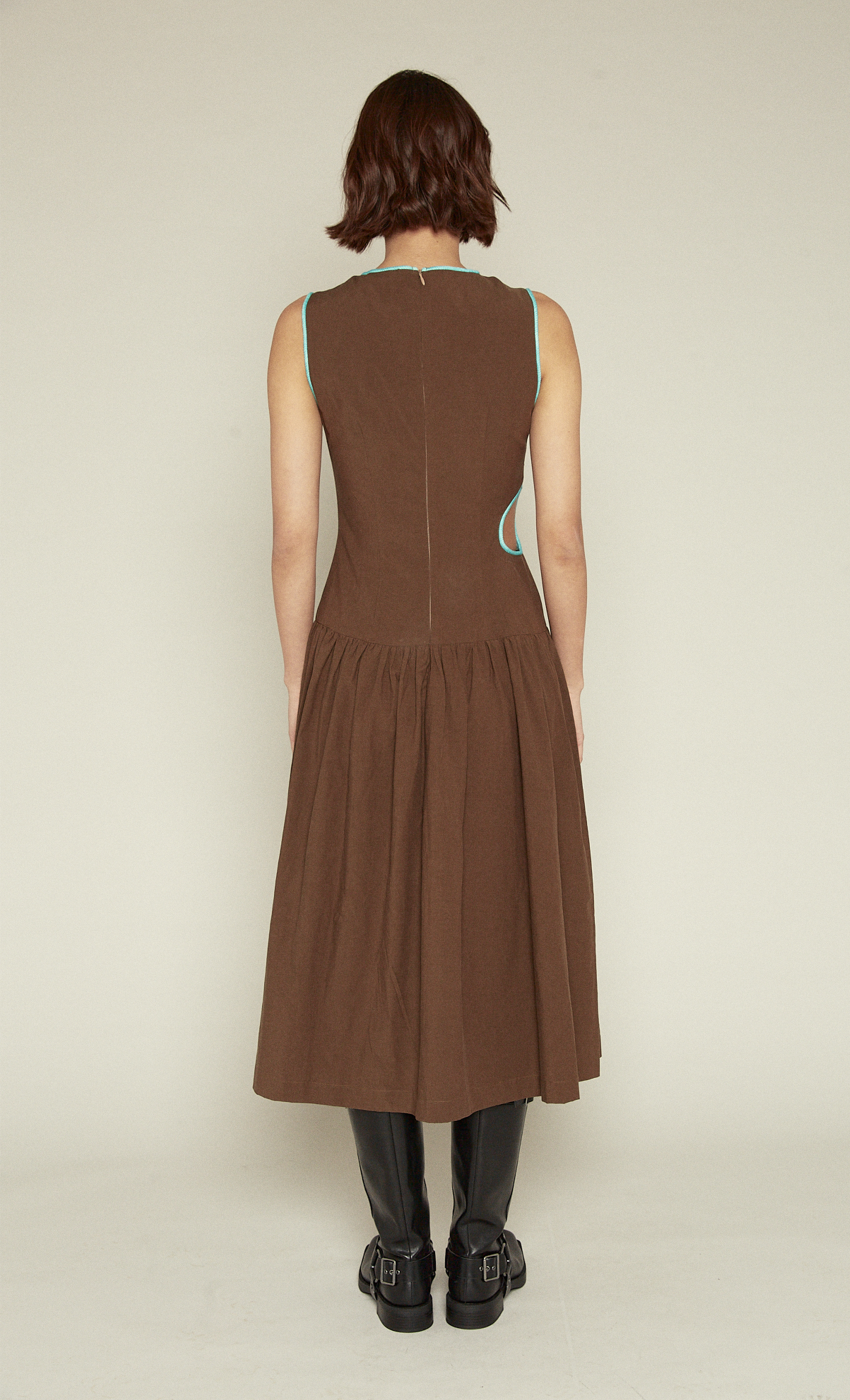 Brown Drop Waist Cutout Dress | Another Girl Brown Drop Waist Cutout Dress | Another Girl