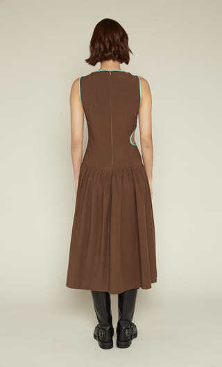 Brown Drop Waist Cutout Dress