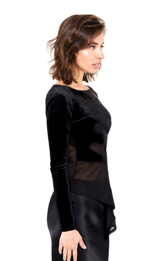 BLACK BLAZE VELVET TOP