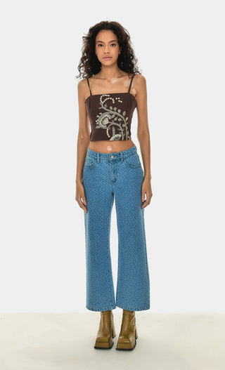 RELAXED PRINTED DAD JEANS