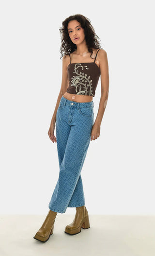 RELAXED PRINTED DAD JEANS
