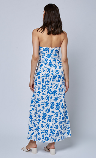 Blue Coral Tie Knot Bandeau Maxi Dress