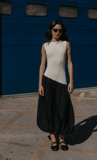 Black & Cream Curve Maxi Dress