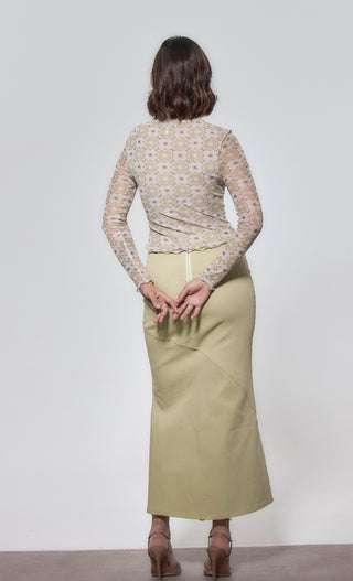 Beige Floral Print Top