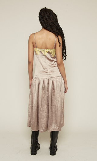 Oyster Drop Waist Lace Midi Dress