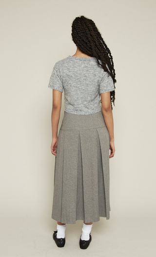 Grey Embroidered Face Knit Crop Top
