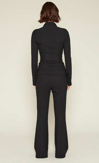 Black Textured Flared Trousers