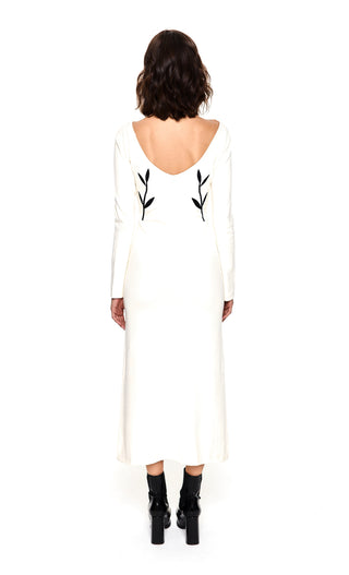 EVE EMBROIDERY KNIT MIDI DRESS
