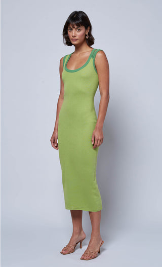 GREEN CUT-OUT KNIT MAXI DRESS