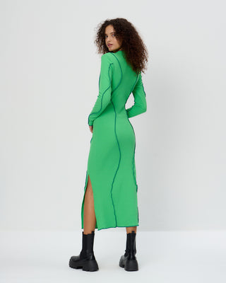 Wavy Seam Split Leg Midi Dress