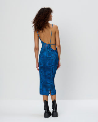 Wavy Check Midi Dress