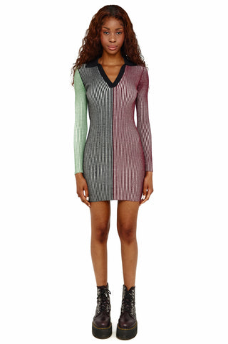 Colourblock Knit Rib Mini Dress