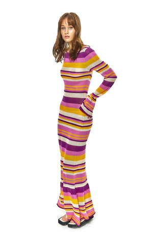 striped knit maxi dress