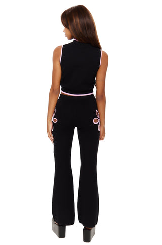 Flower Cutout Knit Flare Trousers