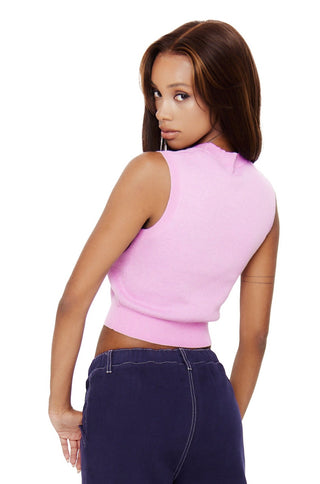 Pink Floral Knit Tank Top