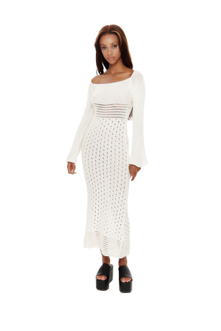 Cream Crochet knit Maxi Dress