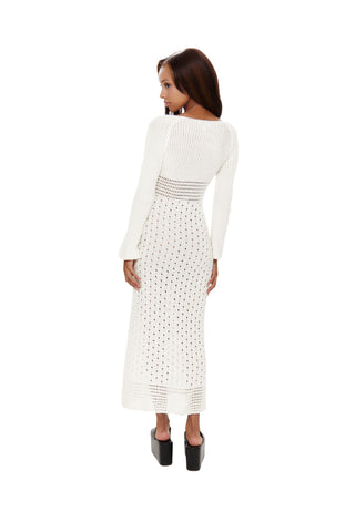 Cream Crochet knit Maxi Dress