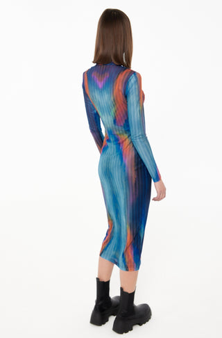 Mesh Print Midi Dress