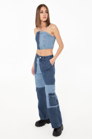 2-Tone Denim Combat Jeans