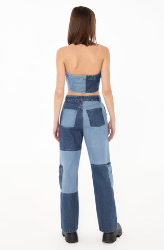 2-Tone Denim Combat Jeans
