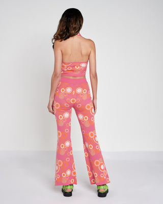 Abstract Bubble Intarsia Flared Trousers
