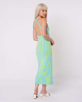 Wavy Stripe Knit Midi Dress