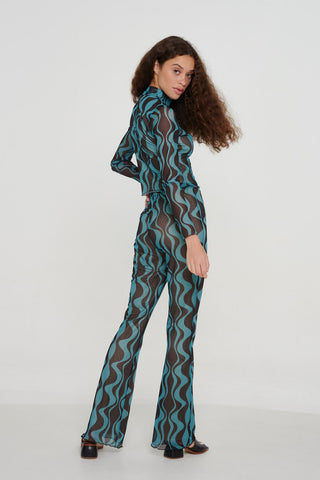 Recycled Wavy Print Cut-Out Top