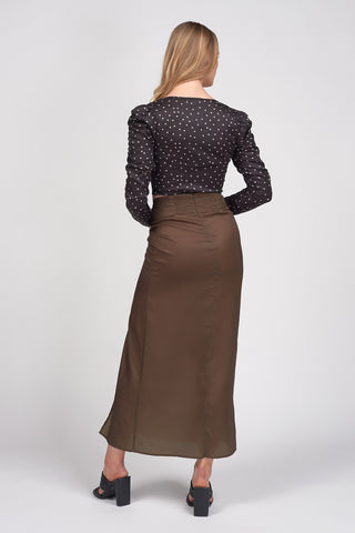 Recycled Khaki Ring Detail Skirt