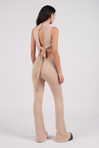 Organic Cotton Rib Knit Cut Out Halter Top