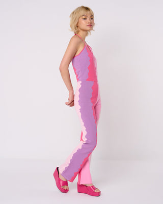 Organic Colour block Halter Knit Jumpsuit