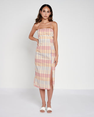 Organic Cotton Checked Cut-out Midi Dress