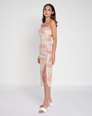 Organic Cotton Checked Cut-out Midi Dress