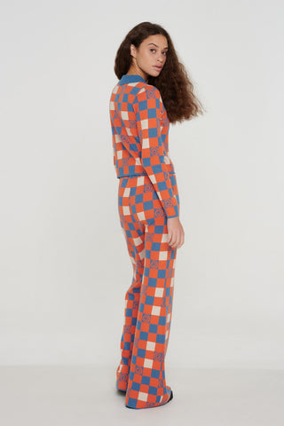 Organic Cotton Checkerboard Swirl Trousers