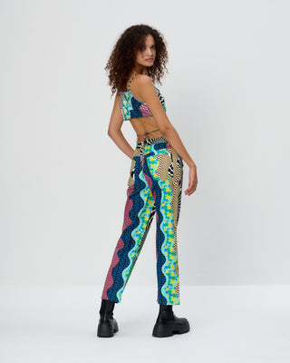 Patchwork Wavy Printed Jeans