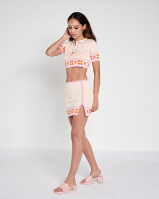 Daisy Border Polo Crop Top