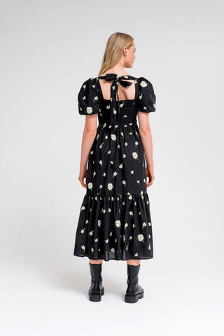 Organic Floral Embroidered Midaxi Dress