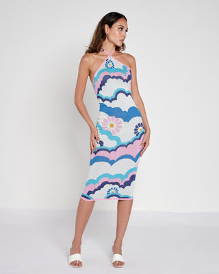 Psychedelic Intarsia Halterneck Dress