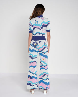Psychedelic Intarsia Knit Flare Trousers