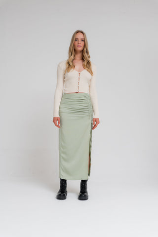 Organic Pearl Button Ribbed Cardigan