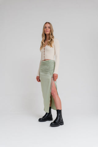 Pistachio Drawstring Midaxi Skirt