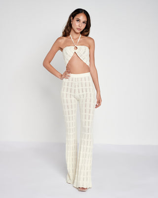 Pointelle Scalloped Halter Top