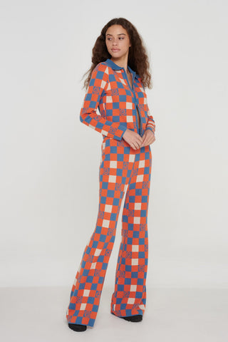 Checkerboard Swirl Zip Cardigan