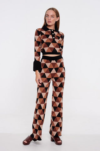 Certified Organic Brown Geo Knit Flares