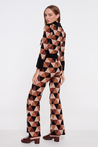 Certified Organic Brown Geo Knit Flares