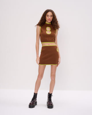 Contrast Binding Cut Out Knit Skirt