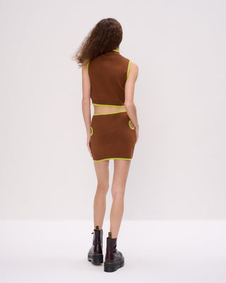 Contrast Binding Cut Out Knit Skirt