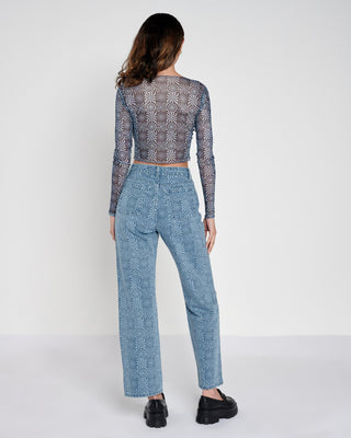 Recycled Swirl Checkerboard Mesh Top