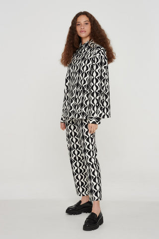 Black & White Organic Mono Print Trousers